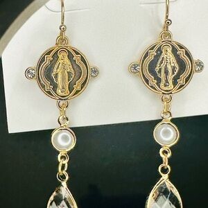 Gold Religious Dangle Earrings
